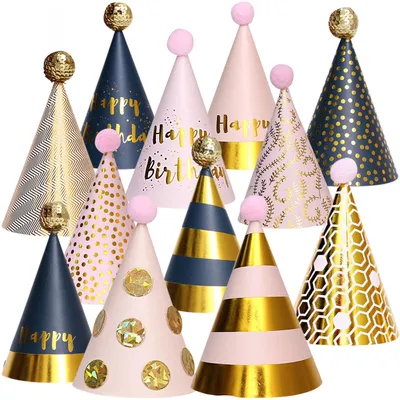 12 bunte Partyhüte für Kindergeburtstag – lustige Kegelhüte