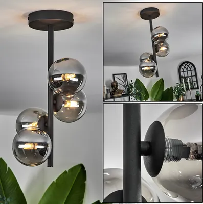 Produktbild von Isorella Deckenlampe aus Metall/Glas in Schwarz/Rauchfarben