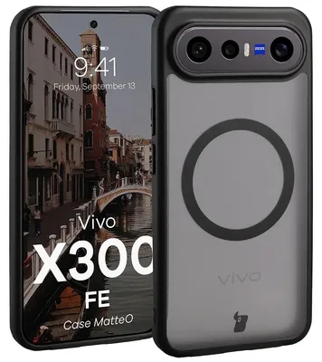 Produktbild von Handyhülle mit Magnetring für Vivo X300 FE, Bizon Case MatteO, Getönt-Schwarz