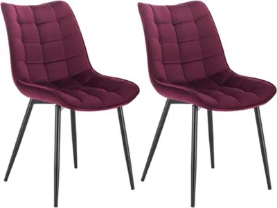 Produktbild von Esszimmerstühle – Samt Bordeaux – Schalenstuhl – 2er set