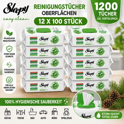 Immagine prodotto di Sleepy Oberflächenreinigungstücher Pine Breeze 12x100 STÜCK