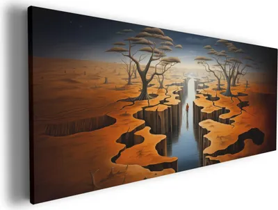Produktbild von Wallario Premium Leinwandbild Pfad in einer surrealen Welt in Größe 80 x 200 cm