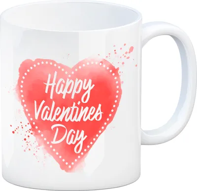 Produktbild von Happy Valentines Day Herz in rot Kaffeebecher
