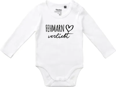 Produktbild von Huuraa Baby Body Fehmarn verliebt 68 White  Baumwolle Fairtrade Langarmbody Geschenkidee