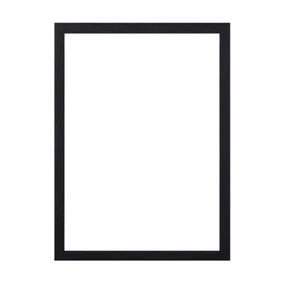 A black picture frame on a white background.