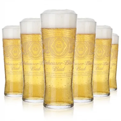Produktbild von 6x Anheuser-Busch Bud Bier Glas 0,5l Kontur Creed weißes Logo