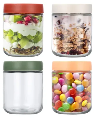 Produktbild von 4er-Pack 500-ml-Overnight-Oats-Glas, Joghurtglas mit Deckel, Overnight-Oats-Glas, wiederverwendbarer Vorratsbehälter für Lebensmittel mit Deckel