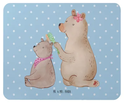 Produktbild von Mr. & Mrs. Panda Mousepad Bär Kind - Blau Pastell - Geschenk, pc, Mama, laptop, Muttertag, Mouse Pad, Mauspad, Mutter, Mutti, mousematte