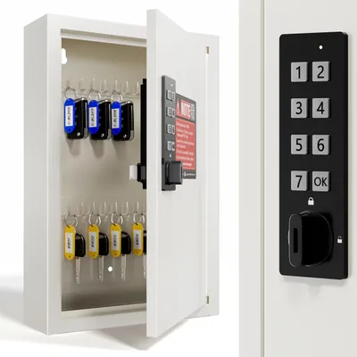 Schlüsselbox mit Code, 40 Schlüssel, elektronisch, Wandmontage