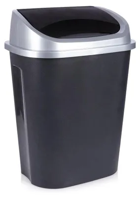 Image de Poubelle 50L avec couvercle pivotant en matériau noir durable