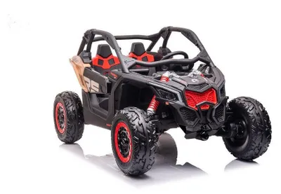 Image de ES-Toys Voiture électrique pour enfants Can Am RS, 4 roues motrices, 2 places, pneus EVA, radio, MP3 noir