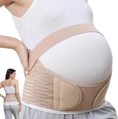 Produktbild von Schwangerschaftsband – Bauchband zur Unterstützung – Komfort während der Schwangerschaft – Vollständig verstellbar – Größe M – Beige