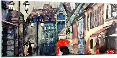 Produktbild von Bilder auf glas - Stadt Straße Haus - 120x50cm - Glasbilder - Wandbilder - Kunstdruck - zum Aufhängen bereit - Wanddekoration aus Glas - Glas Bilder - Wandbild auf Glas - Einteilig - GAB120x50-3940