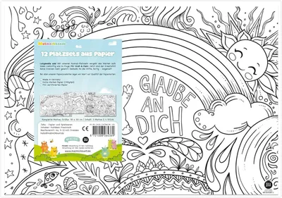 Imagen del producto de Manteles individuales de papel para colorear, paquete de 12 unidades, ideales para fiestas de cumpleaños infantiles y actividades para niños