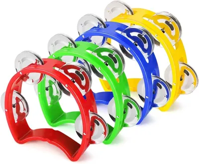 Imagen del producto de Conjunto de panderetas, de 4 piezas, coloridas, instrumentos de percusión para música