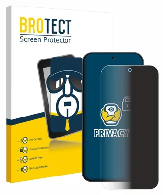 A product shot of a screen protector packaging and a phone with a screen protector applied.