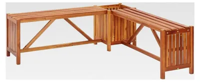 Produktbild von Garten Eckbank aus Akazienholz mit Pflanzkübel, Sitzbank 117x117x40cm
