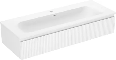 Produktbild von Mexen Rivel 120 cm Badezimmerschrank mit Waschbecken Vela, 1 Schublade, geriffelt, weiß matt - 91A20-12023-1-BF01-W23M01