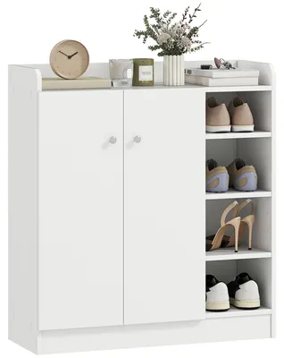 Produktbild von Schuhschrank Schuhkommode Schuhregal, 4 Regale. 1 Schrank, 83 cm x 30 cm x 90 cm, Weiß