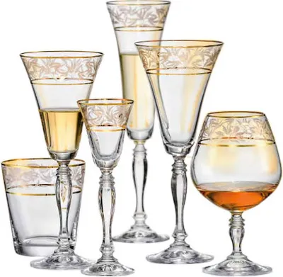 Produktbild von Whiskygläser Wassergläser, Model Victoria Gold, 330 m, 6er Set Kristallglas Bohemia