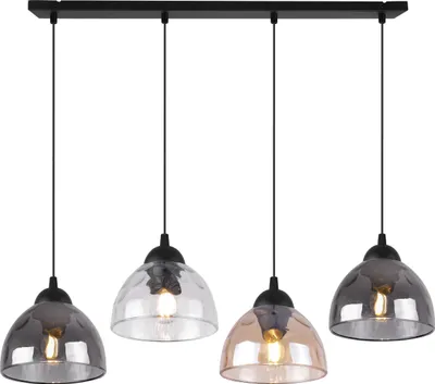 Image de Lampe à suspendre Venice à 4 flammes avec abat-jour en verre mixte E27