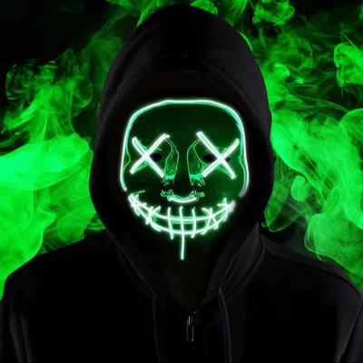 LED-Horrormaske für Erwachsene, Neon-Maske, 20x17x8 cm, 8 Farben