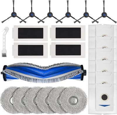 Produktbild von 24 Stück Staubsauger Zubehör für Ecovacs Deebot T30 Pro Omni / T30 Omni Roboter Saugroboter, 1 Hauptbürste, 6 Wischtücher, 4 Filter, 6 Seitenbürsten, 6 Staubbeutel, 1 Reinigungsbürste
