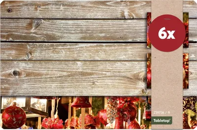 Produktbild von Tischsets Weihnachten Kugeln rot Holz 6er Tischunterlage Tischdeko