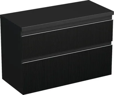 Produktbild von Jungborn Waschtischunterschrank TRENTA BxHxT 96,7 x 64,6 x 44,5 cm Frontfarbe schwarz matt TRE DESK 100 2Z S A9276