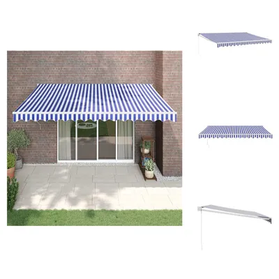 Produktbild von vidaXL Markise Einziehbar Blau und Weiß 4,5x3 m Stoff und Aluminium - Markisen