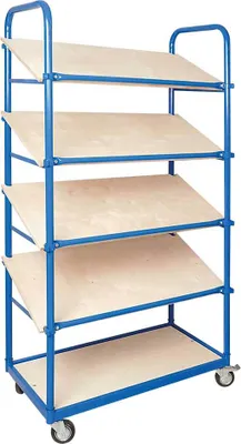 Produktbild von Schrägbodenwagen, LxBxH 1050x500x1880 mm, 4 Lenkrollen, 2 mit Feststellbremse