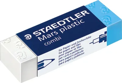 Produktbild von Radierer Mars plastic combi 65x13x23mm weiß/blau Packung mit 20 Stück