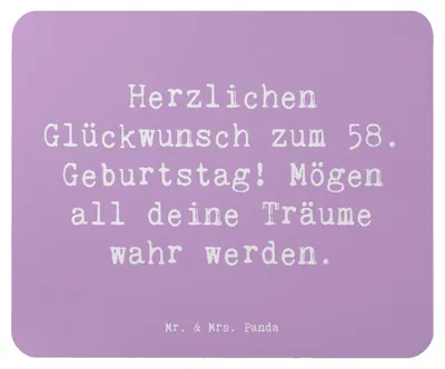 Produktbild von Mr. & Mrs. Panda Mousepad Spruch 58. Geburtstag - Lavendeltraum - Geschenk, pc mausunterlage, Alter, Liebe Grüße, Happy Birthday, 58 Jahre, Mouse Pad, Erinnerungen
