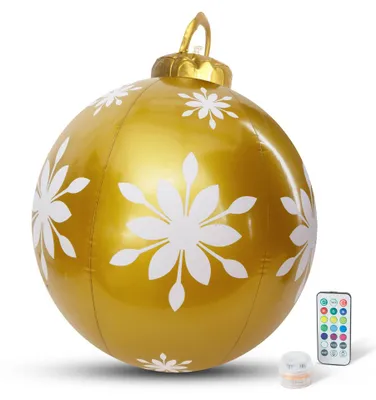 Produktbild von Weihnachtsbeleuchtung für den Außenbereich mit Batterien – riesige beleuchtete Weihnachtskugel 60 cm – Gold/Weiß – RGB-Farben + Fernbedienung