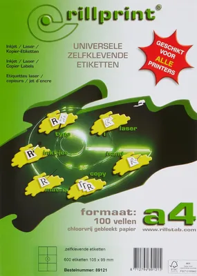 Produktbild von rillprint Universal-Etiketten 105 x 99 mm weiß 600 Etiketten