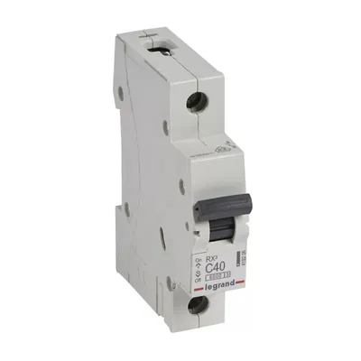 Immagine prodotto di Interruttore automatico Legrand RX3 caratteristica C, 40A, unipolare, 6kA, 230/400VAC, 1TE 419206