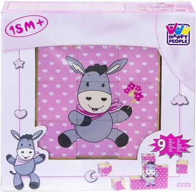 Immagine prodotto di puzzle in legno asino 9 pezzi 14 cm rosa