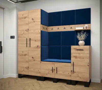 Obrázok produktu pre Predsieňová zostava RUMIE 1 - dub artisan, modré panely