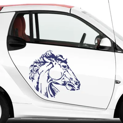Produktbild von Aufkleber - Autoaufkleber-Set Pferdekopf 2 Stk. je 50cm x 55cm königsblau - Tuning Carystyling Heckscheibe Auto