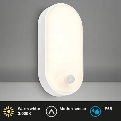 Obrázek produktu pro Briloner Ruch LED nástěnné venkovní svítidlo IP65, detektor pohybu, ochrana proti proudu vody, dosah 6 m, detekce 100 stupňů, bílé, 22 x 10,5 x 6 cm