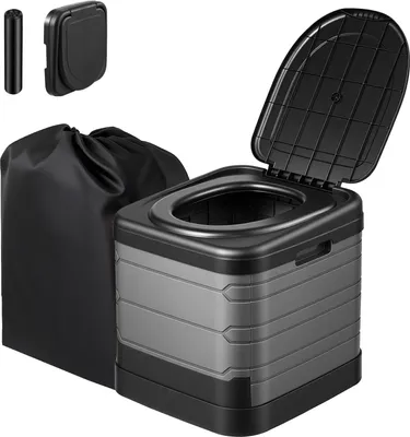 Produktbild von SucceBuy Tragbare Campingtoilette mit 150 kg Belastbarkeit, Faltbare Mobile Toilette für Erwachsene, Reisetoilette mit Tragetasche und Müllbeuteln, Ideal für Wohnmobilreisen, Camping, Wandern, Autofahrten und Ausflüge