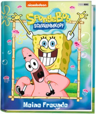 SpongeBob SquarePants and Patrick Star are depicted in a cheerful underwater scene, likely from a children's book or game.