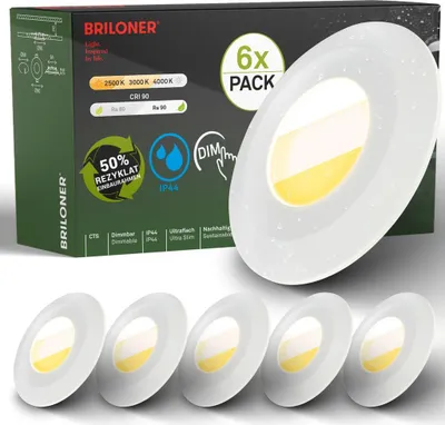 Produktbild von 6er Set LED Bad Einbaustrahler LED Einbauleuchten Bad Spots CTS dimmbar Ra90