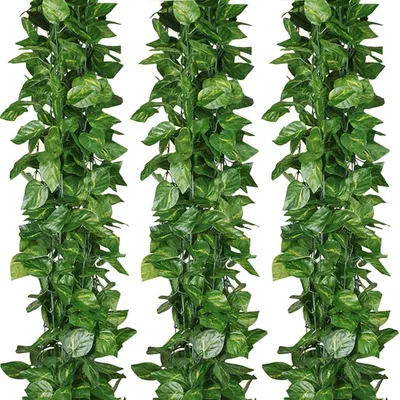 Productafbeelding van Kunstplantenbladguirlande, 51 meter lange kunstplanten-eikguirlande, decoratie voor binnen en buiten (Scindapsus-bladeren)