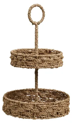 Zdjęcie produktu dla Taca Rifbjerg dwupoziomowa z naturalnej plecionej trawy morskiej ø25 cm