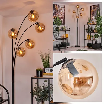 Produktbild von Fossobiubo Stehlampe aus Metall/Glas in Schwarz/Bernsteinfarben