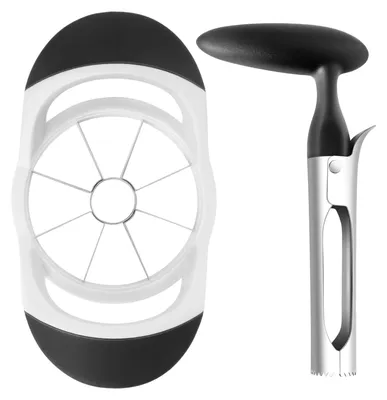 Apfelschneider-Entkerner-Set, 2-teilig, Edelstahl, schwarz