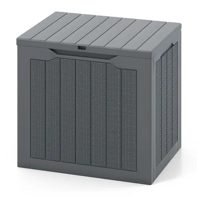 Obrázek produktu pro COSTWAY zahradní box 96L, box na polštáře s uzamykatelným víkem a ratanovým vzhledem, úložný box box na polštáře vodotěsný pro bazénové příslušenství zahradní nářadí šedý