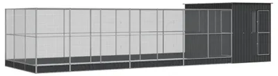 Zdjęcie produktu dla vidaXL Woliera z nadstawką srebrna 911x303x216 cm stalowa