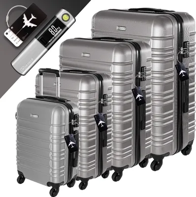 Produktbild von Devillo® Kofferset 4tlg. S-M-L-XL, Silber - Trolley Koffer Reisekoffer Reisekofferset Gepäck Rollkoffer TSA 4 Rollen ABS-Hartschale Teleskopgriff